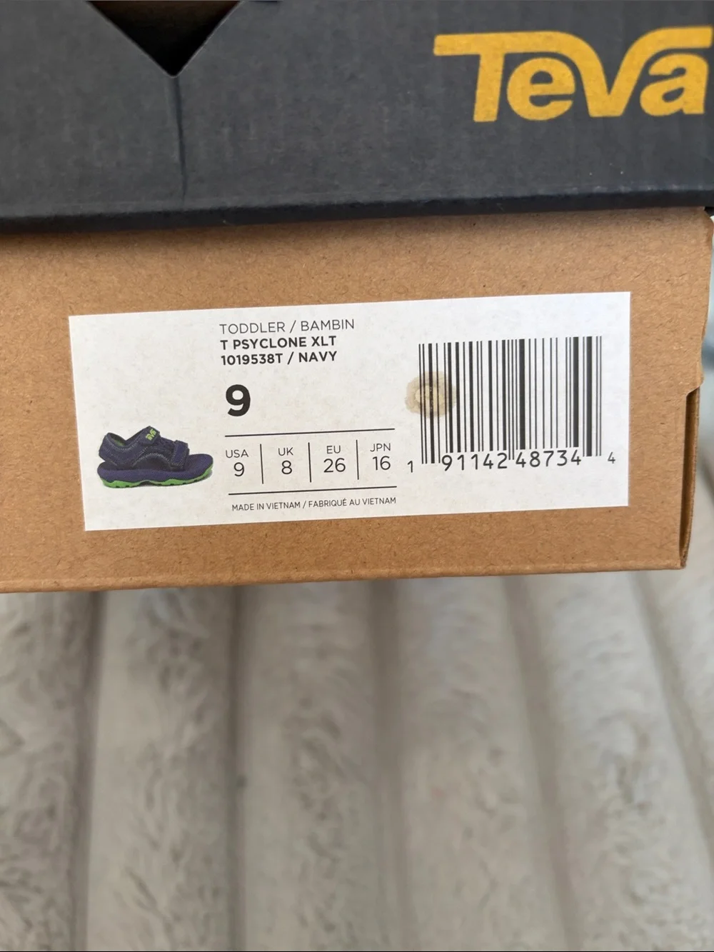 Teva Kids Navy and Bright Green Mesh Adjustable Sandals - 9